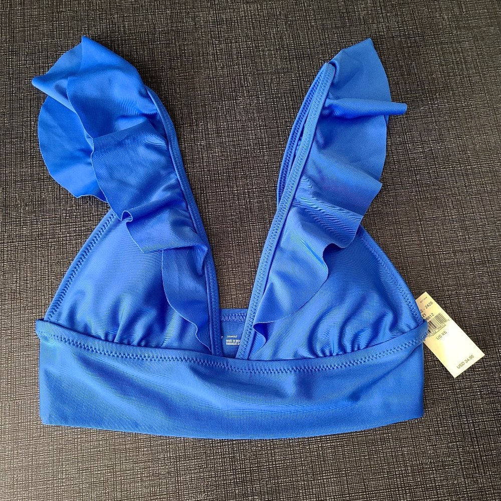 Aerie Vibrant Blue Ruffle Bikini Top